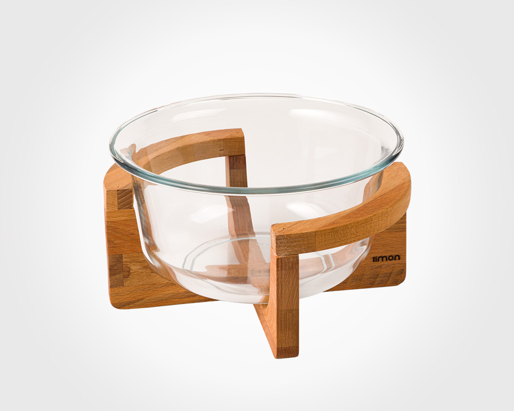 glass-bowl-with-stand-2L-1-1 کاسه سرو پایه چوبی 2 لیتر - Image 1