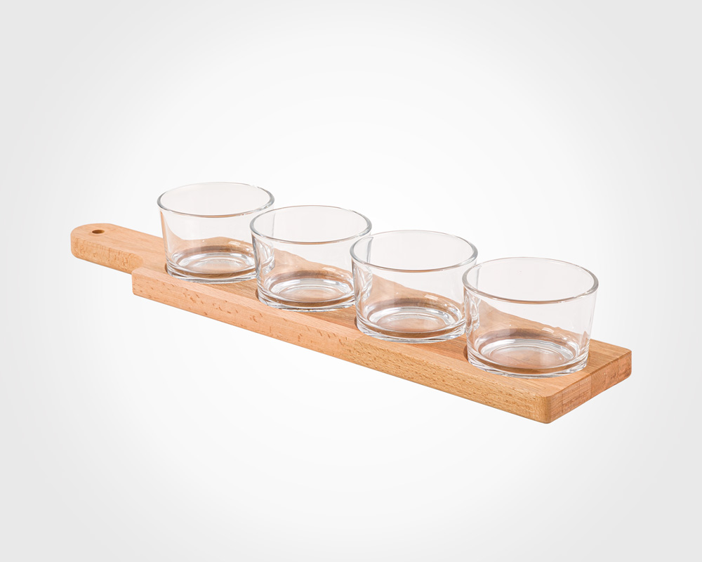 snack-tray-4 اردورخوری پایه چوبی 190 میلی لیتر 4 عددی - Image 1